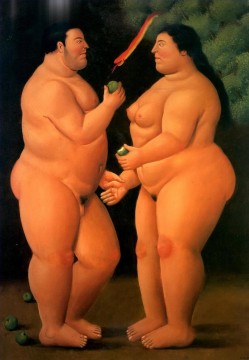 Fernando Botero Painting - Adán y Eva Fernando Botero